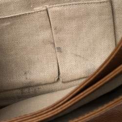 Pre Owned Gucci Beige/Brown GG Canvas and Leather Medium Marrakech Tassel Messenger Bag