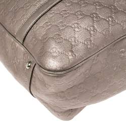 Pre Owned Gucci Metallic Lilac Guccissima Leather Large GG Twins Tote