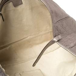 Pre Owned Gucci Metallic Lilac Guccissima Leather Large GG Twins Tote