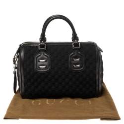 مملوكة مسبقًا Gucci Black GG Neoprene and Leather Medium Techno Tag Boston Bag
