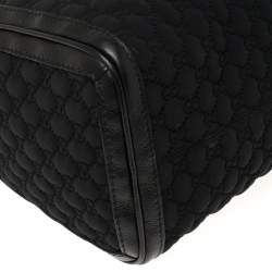 مملوكة مسبقًا Gucci Black GG Neoprene and Leather Medium Techno Tag Boston Bag