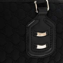مملوكة مسبقًا Gucci Black GG Neoprene and Leather Medium Techno Tag Boston Bag