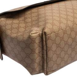 Pre Owned Gucci Old Rose GG Supreme Canvas and Leather Diaper Messenger Bag