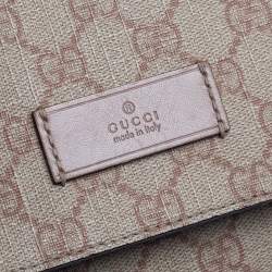 Pre Owned Gucci Old Rose GG Supreme Canvas and Leather Diaper Messenger Bag