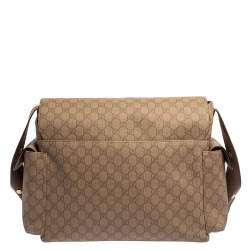 Pre Owned Gucci Old Rose GG Supreme Canvas and Leather Diaper Messenger Bag