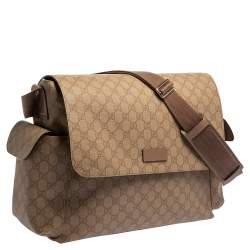 Pre Owned Gucci Old Rose GG Supreme Canvas and Leather Diaper Messenger Bag