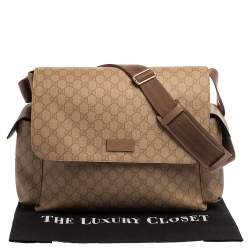 Pre Owned Gucci Old Rose GG Supreme Canvas and Leather Diaper Messenger Bag