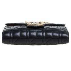 مملوكة مسبقًا Gucci Black Matelasse Leather Mini GG Marmont Pearly Shoulder Bag