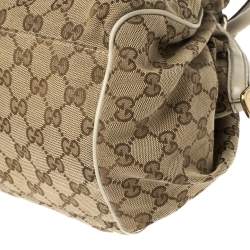 مملوكة مسبقًا Gucci Beige/Cream GG Canvas and Leather Medium Sukey Hobo