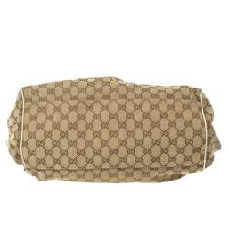 مملوكة مسبقًا Gucci Beige/Cream GG Canvas and Leather Medium Sukey Hobo