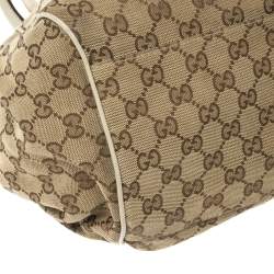 مملوكة مسبقًا Gucci Beige/Cream GG Canvas and Leather Medium Sukey Hobo