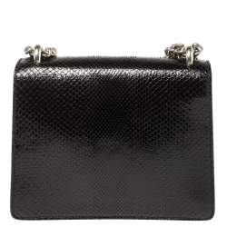 Pre Owned محفظة بسلسلة غوتشي ديونيسوس ميني جلد ثعبان سوداء