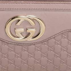 مملوكة مسبقًا Gucci Metallic Pink Guccissima Leather Interlocking G Zip Around Wallet   