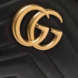 Pre Owned حقيبة غوتشي حزام جي جي مارمونت جلد مبطنة سوداء