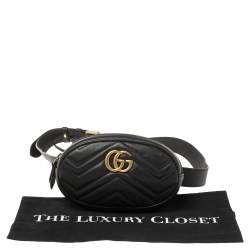 Pre Owned حقيبة غوتشي حزام جي جي مارمونت جلد مبطنة سوداء