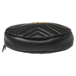 Pre Owned حقيبة غوتشي حزام جي جي مارمونت جلد مبطنة سوداء