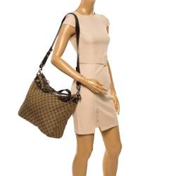 مملوكة مسبقًا Gucci Beige/Ebony GG Canvas and Leather Large Icon Bit Tote