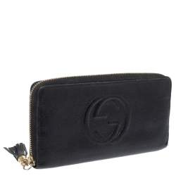 مملوكة مسبقًا Gucci Black Leather Soho Zip Around Wallet