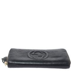 مملوكة مسبقًا Gucci Black Leather Soho Zip Around Wallet