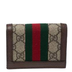 Gucci Beige/Brown GG Supreme Canvas and Leather Ophidia Web Compact Wallet