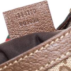 Pre Owned Gucci Brown/Beige GG Canvas Studded Pelham Runway Flap Bag