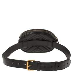 مملوكة مسبقًا Gucci Black Matelassé Leather GG Marmont Belt Bag