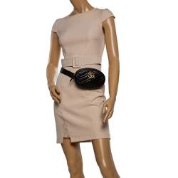 مملوكة مسبقًا Gucci Black Matelassé Leather GG Marmont Belt Bag