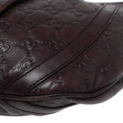 Pre Owned حقيبة كتف غوتشي حلقة دي جلد غوتشيسيما بنية داكنة