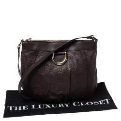 Pre Owned حقيبة كتف غوتشي حلقة دي جلد غوتشيسيما بنية داكنة