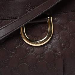 Pre Owned حقيبة كتف غوتشي حلقة دي جلد غوتشيسيما بنية داكنة
