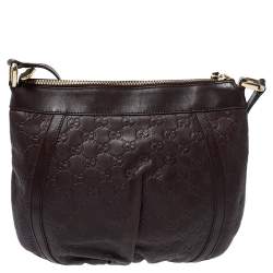 Pre Owned حقيبة كتف غوتشي حلقة دي جلد غوتشيسيما بنية داكنة