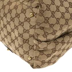 Pre Owned Gucci Beige/Brown GG Canvas and Leather Large Interlocking G Tote