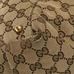 Pre Owned Gucci Beige/Brown GG Canvas and Leather Large Interlocking G Tote