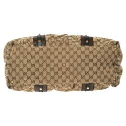 Pre Owned Gucci Beige/Brown GG Canvas and Leather Large Interlocking G Tote