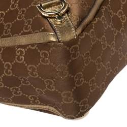 Pre Owned Gucci Metallic Bronze GG Canvas and Leather Medium Abbey Tote