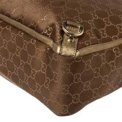 Pre Owned Gucci Metallic Bronze GG Canvas and Leather Medium Abbey Tote