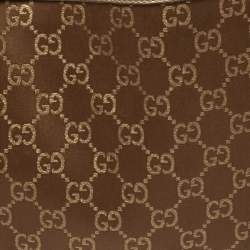 Pre Owned Gucci Metallic Bronze GG Canvas and Leather Medium Abbey Tote