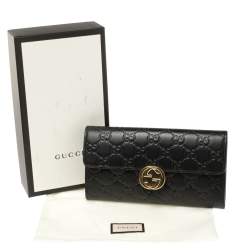 مملوكة مسبقًا محفظة غوتشي كونتيننتال الشهيرة جي جي جلد غوشتيسيما أسود