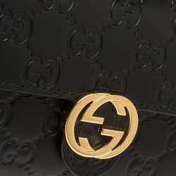 مملوكة مسبقًا محفظة غوتشي كونتيننتال الشهيرة جي جي جلد غوشتيسيما أسود