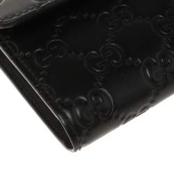 مملوكة مسبقًا محفظة غوتشي كونتيننتال الشهيرة جي جي جلد غوشتيسيما أسود