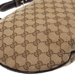 Pre Owned Gucci Dark Brown/Beige GG Canvas and Leather Britt Messenger Bag