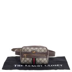 Pre Owned Gucci Beige/Ebony GG Supreme Coated Canvas and Leather Ophidia Belt Bag