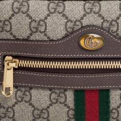 Pre Owned Gucci Beige/Ebony GG Supreme Coated Canvas and Leather Ophidia Belt Bag