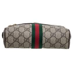 Pre Owned Gucci Beige/Ebony GG Supreme Coated Canvas and Leather Ophidia Belt Bag