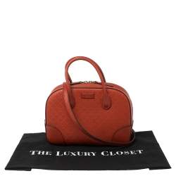 Pre Owned Gucci Orange Diamante Leather Small Bright Satchel