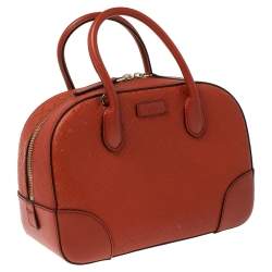 Pre Owned Gucci Orange Diamante Leather Small Bright Satchel