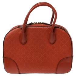 Pre Owned Gucci Orange Diamante Leather Small Bright Satchel