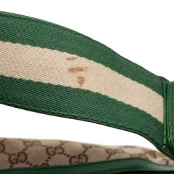 Pre Owned حقيبة هوبو غوتشي "رينغ" بامبو جلد و كانفاس أخضر و بيج