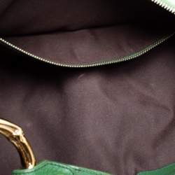 Pre Owned حقيبة هوبو غوتشي "رينغ" بامبو جلد و كانفاس أخضر و بيج