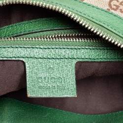 Pre Owned حقيبة هوبو غوتشي "رينغ" بامبو جلد و كانفاس أخضر و بيج